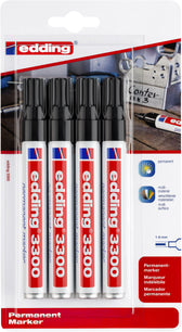 Viltstift edding 3300 schuin 1-5mm blist4 zwart