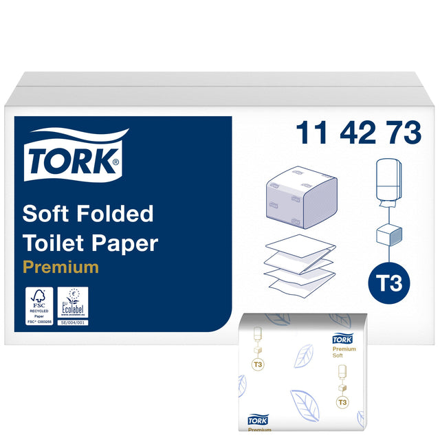 Toiletpapier Tork T3 Premium gevouwen wit 114273