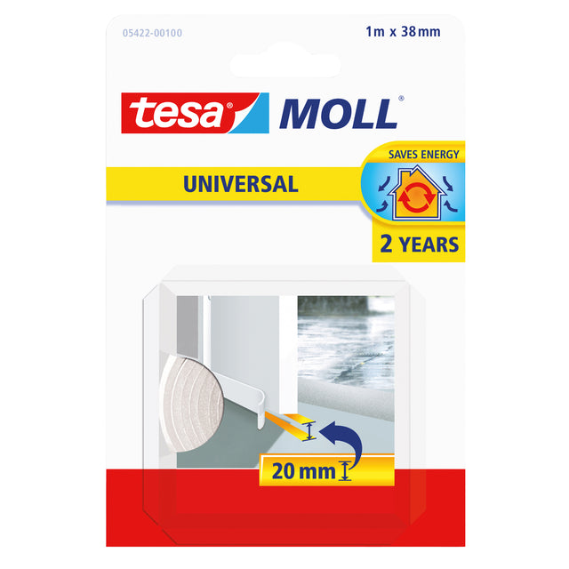 Tochtstrips tesamoll Uni zelfkl deur 1mx38mm wit