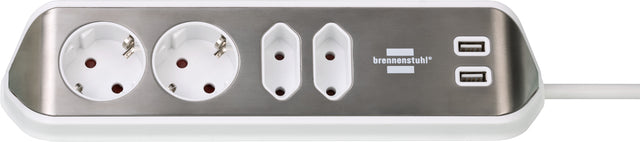 Stekkerdoos Brennenstuhl Estilo 4vdig USB 2m wit