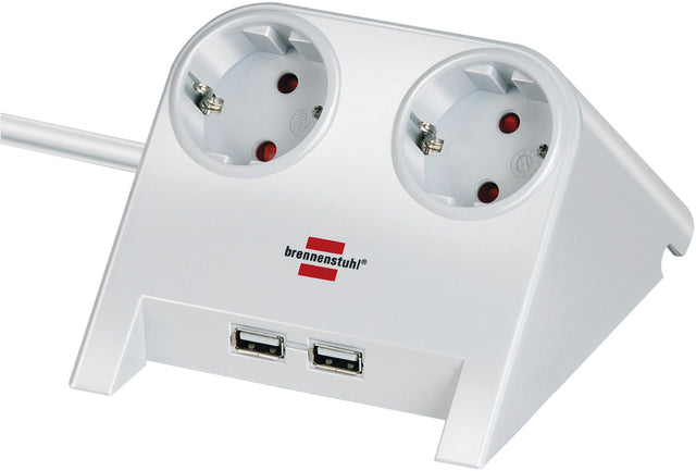 Stekkerdoos Brennenstuhl 2vdig USB 1.8m wit