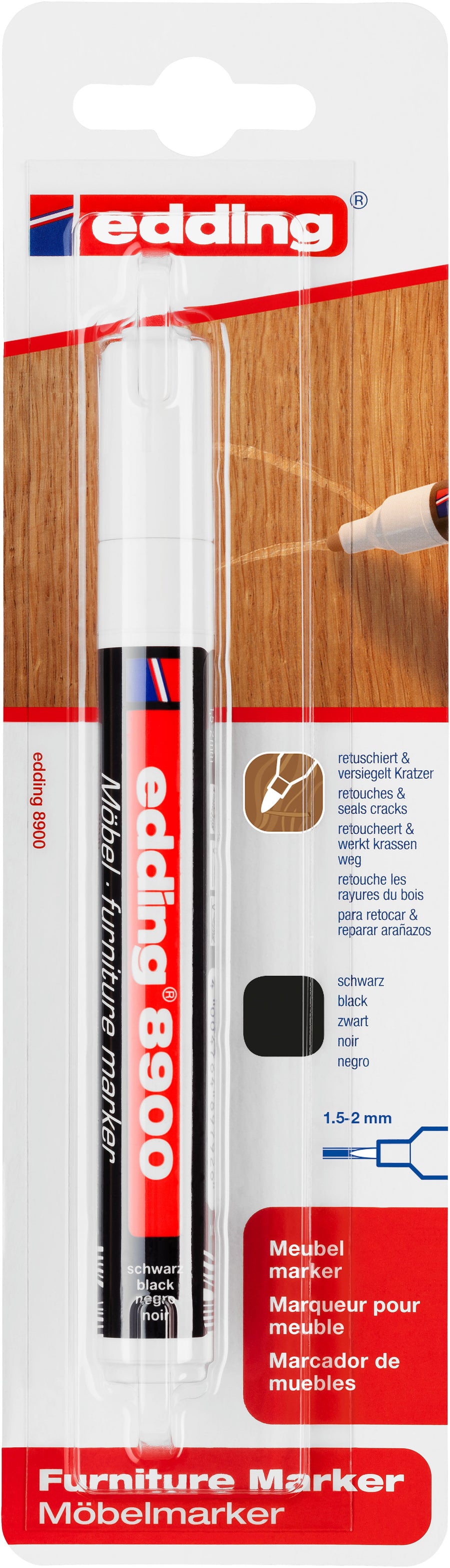 Viltstift edding 8900 meubel rond 1.5-2mm zwart