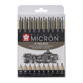 Sakura Pigma Micron Etui 10 fineliners Zwart
