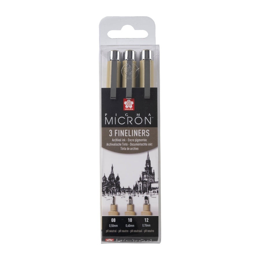 Sakura Pigma Micron Etui 3 Fineliners Zwart
