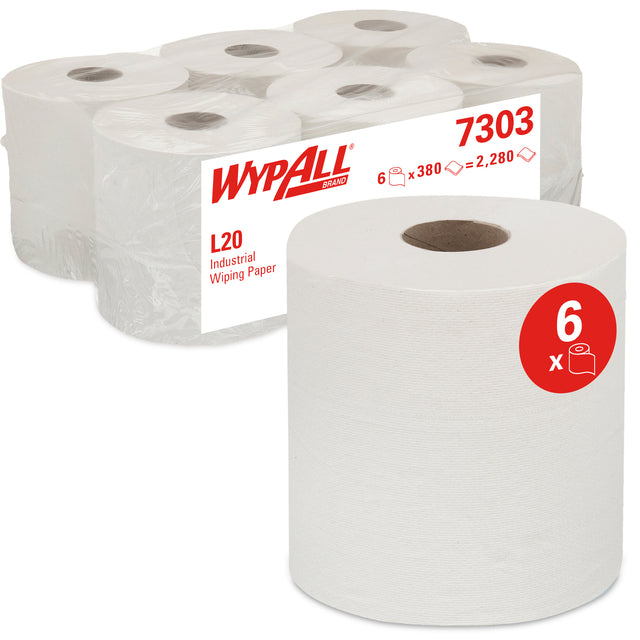 Poetspapier WypAll L20 2laags 380 vel wit