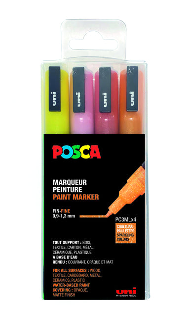 Paintmarker Uni POSCA PC3M F 4st glitter warm