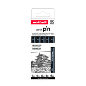 Fineliner Uni-ball Pin ASP008 set à 5 breedtes zw