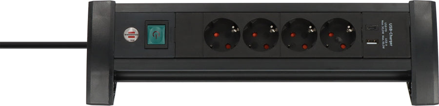 Stekkerdoos Brennenstuhl Prem 4vdg USB C en A zw