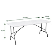 Vouwtafel BRASQ 180x70x74cm FT180 wit - afbeelding 5