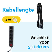 Stekkerdoos BRASQ 5 voudig 5 meter zwart - afbeelding 6