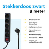 Stekkerdoos BRASQ 5 voudig 5 meter zwart - afbeelding 9