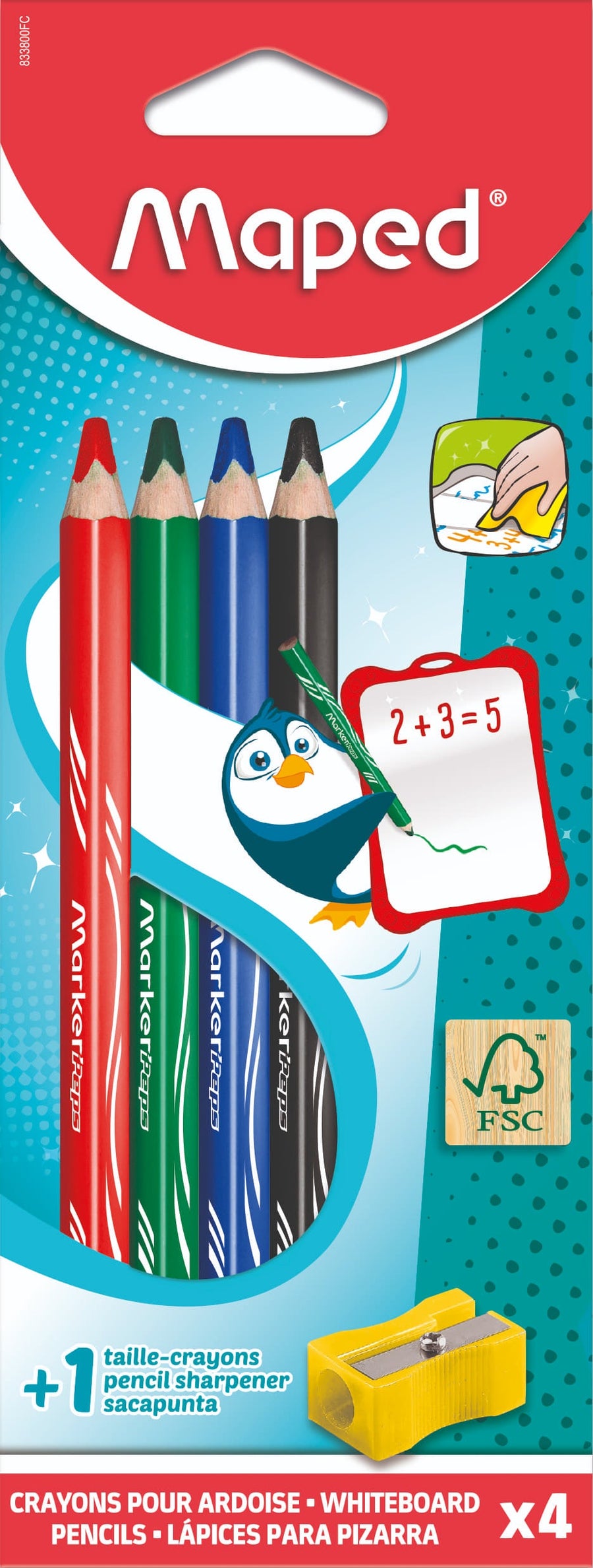 Whiteboardpotlood Maped MarkerPeps set 4 kleuren
