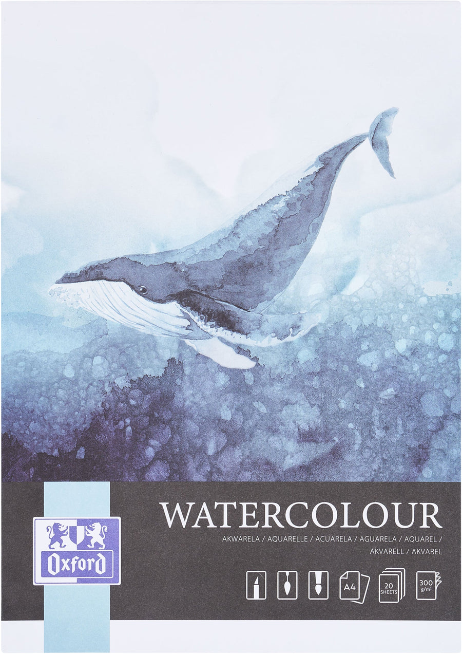 Aquarelblok Oxford Watercol A4 20v 300gr gelijmd
