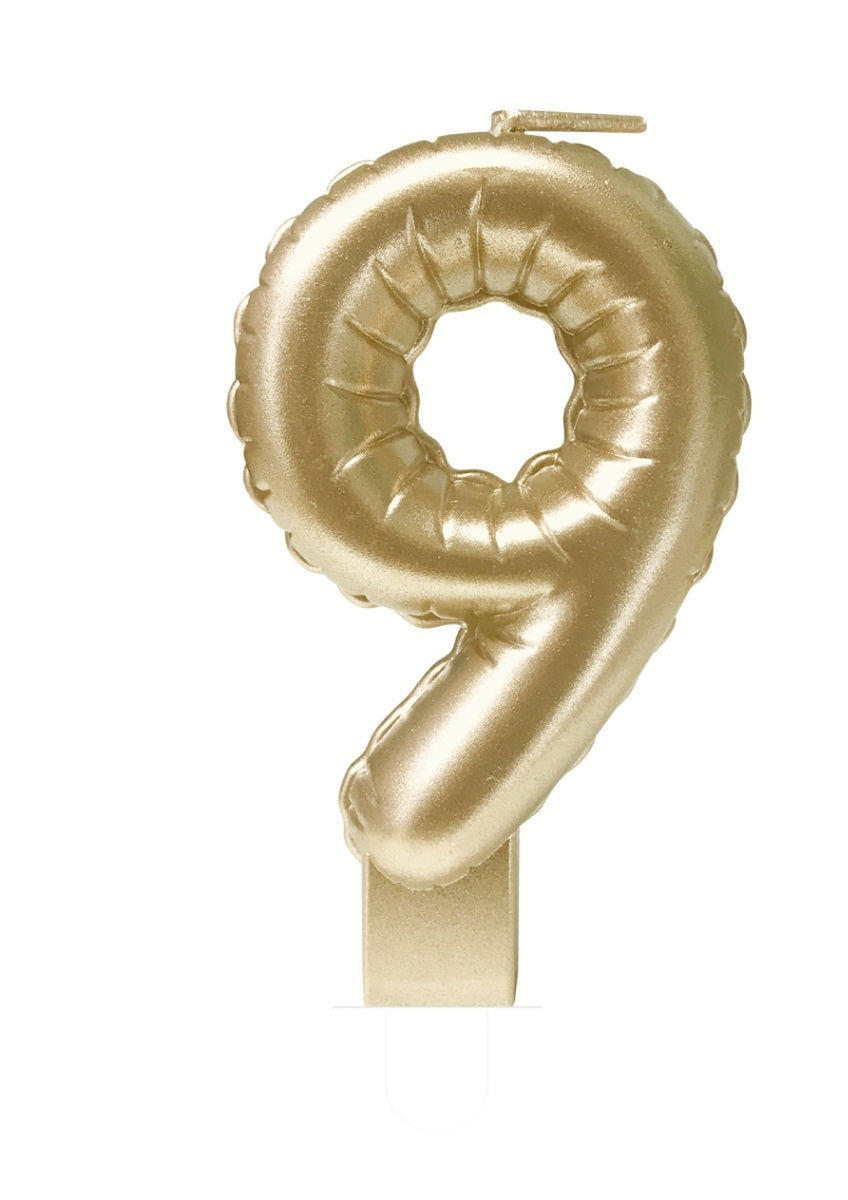 Foil balloon candle gold 9