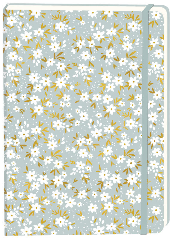Notitieboek witte bloemen A5 lijn 92pag sc grijs