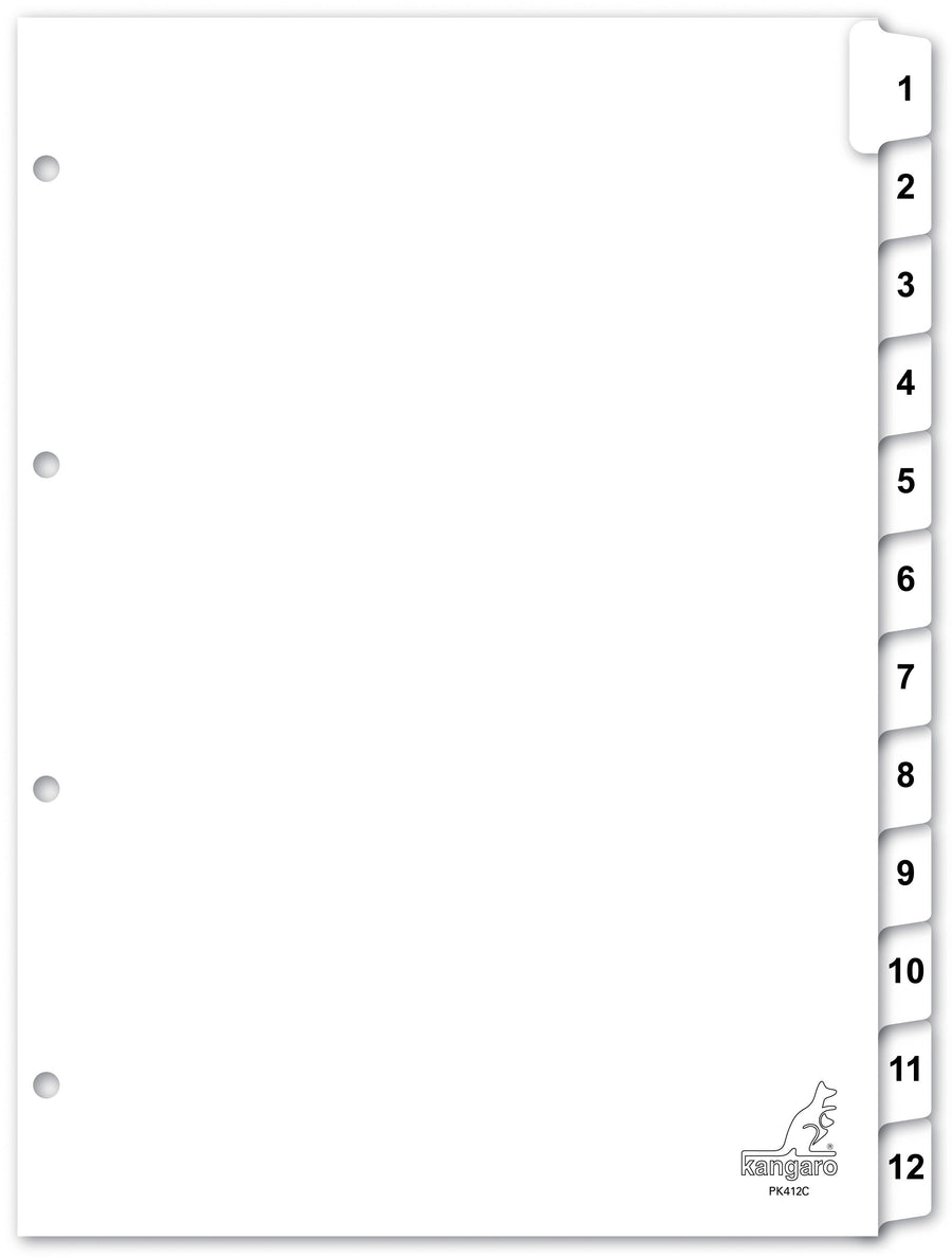 Tabblad Kangaro 4r PK412C nr 1 12 wit karton