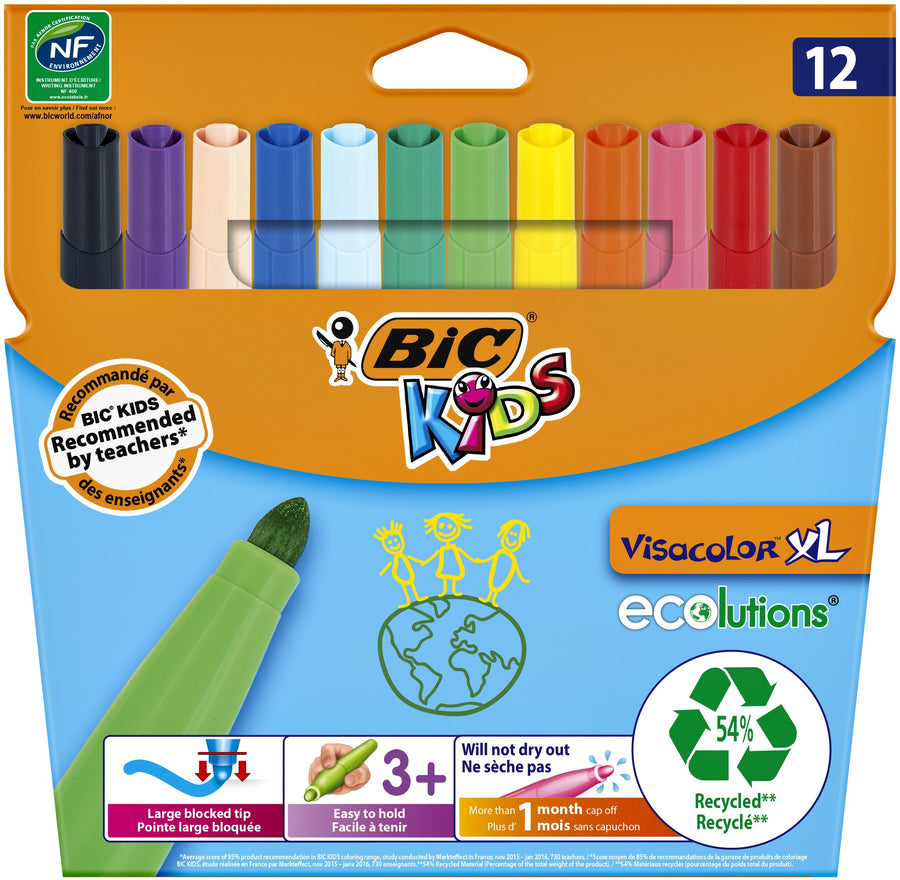 Kleurstift BicKids Visacolor XL Eco 12st ass