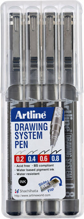 Fineliner Artline technisch 0.2-0.4-0.6-0.8mm zw