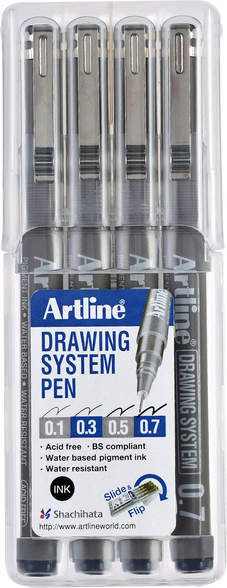 Fineliner Artline technisch 0.1-0.3-0.5-0.7mm zw