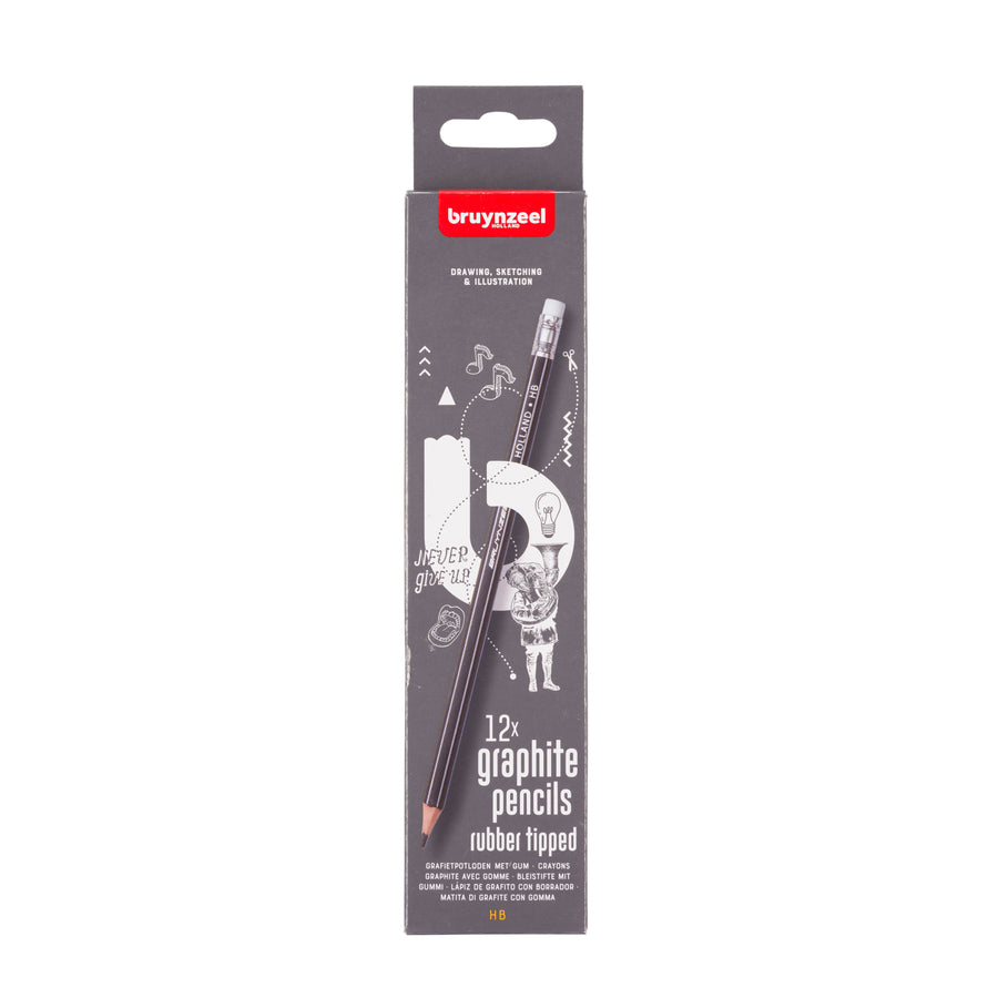 Potlood Bruynzeel 6021 Burotek HB met gum 12st