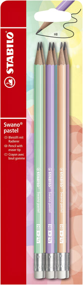 Potlood STABILO Swano HB met gumtop 6st pastel ass