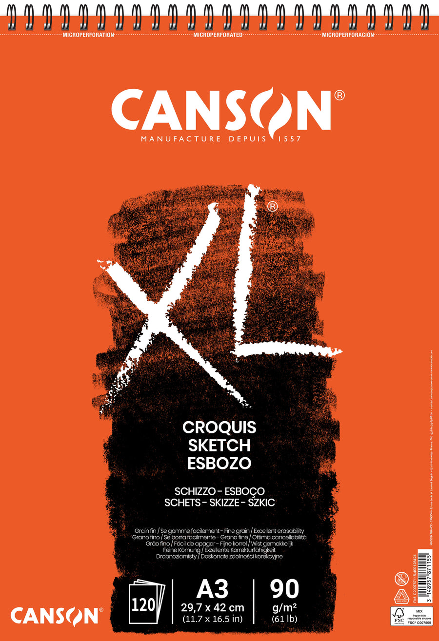 Schetspapier Canson XL Sketch 90gr A3 ivoorwit