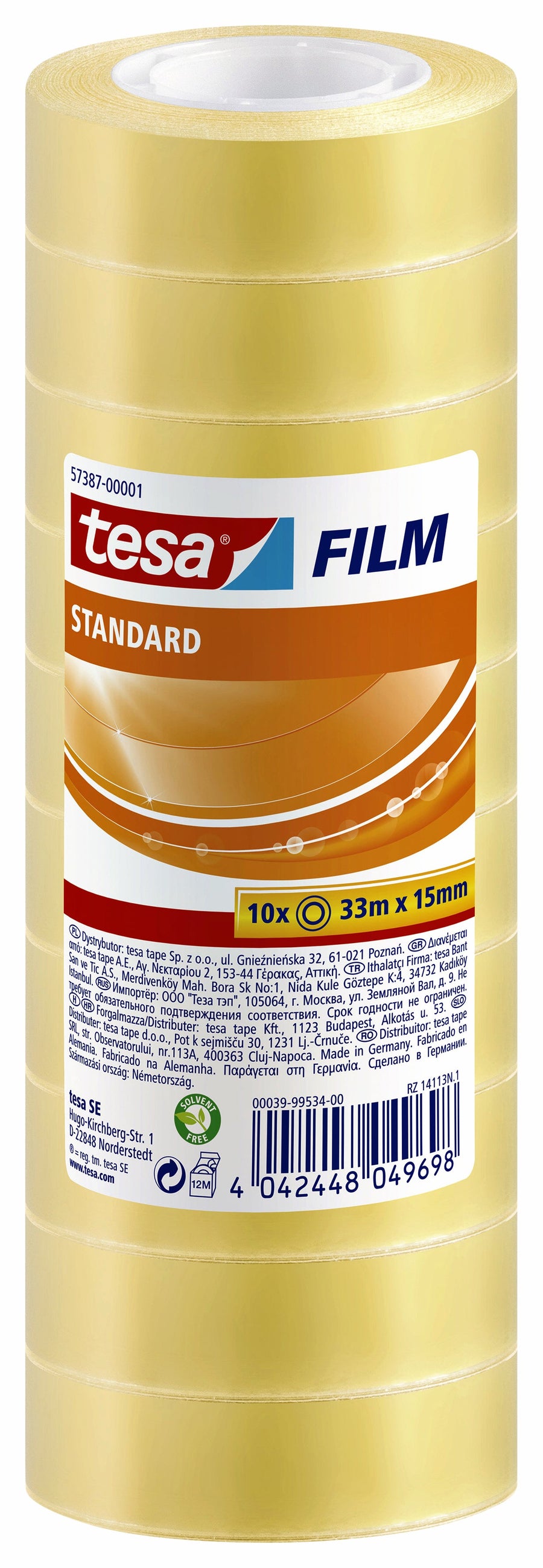 Plakband tesafilm Standaard 33mx15mm tr 10 rol
