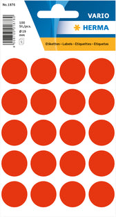 Etiket HERMA 1876 rond 19mm fluor rood 100stuks