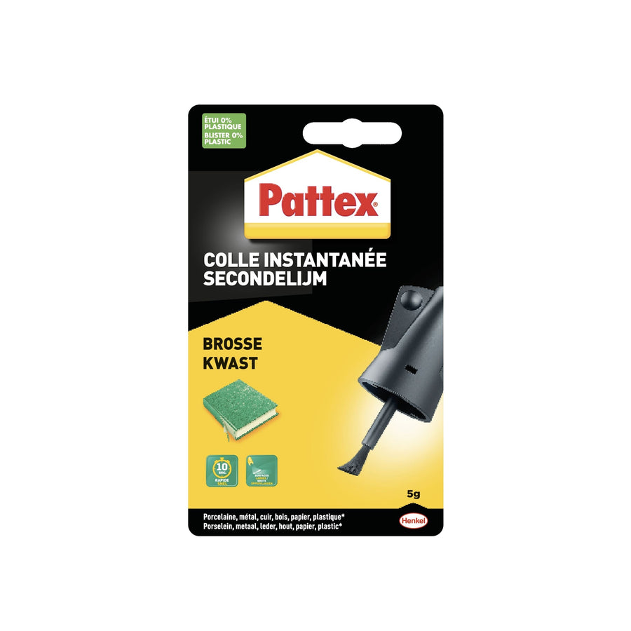 Secondenlijm Pattex met kwast flacon 5gr blister