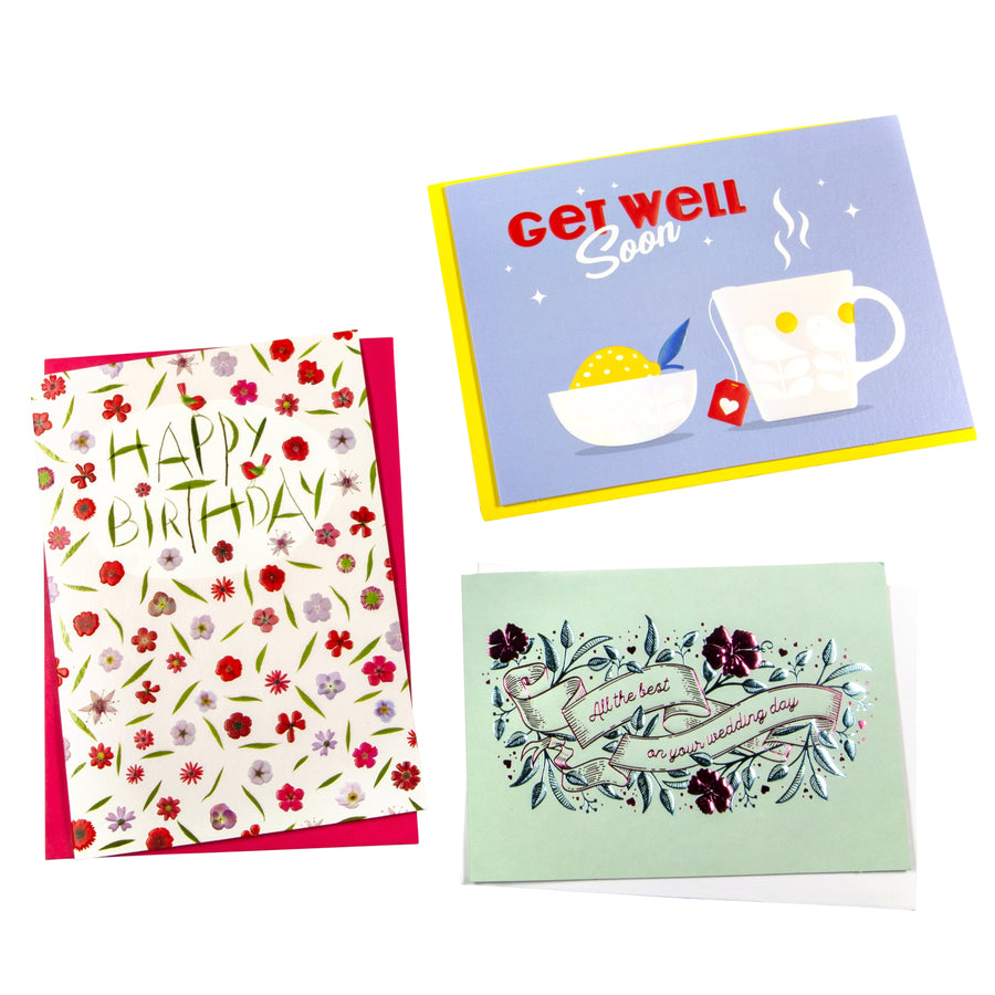 Wenskaart Paperclip navulset Engels 6 kaarten ass