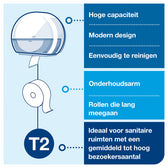 Toiletpapierdispenser Tork T2 jumbo klein wit - afbeelding 7