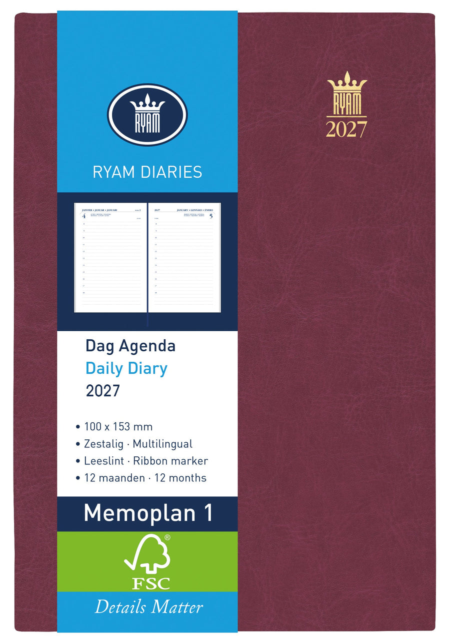 Agenda 2026 Ryam Memoplan 1 Mundior 1d/1p bordeaux