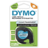 Labeltape Dymo LetraTag plastic 12mm transparant