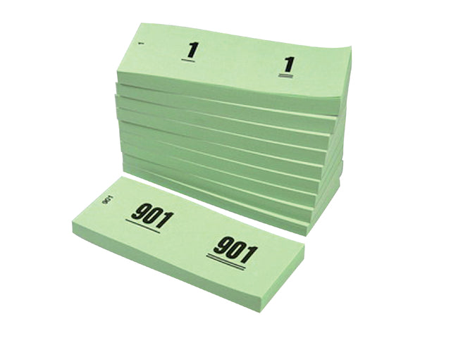 Nummerblok 42x105mm nummering 1 1000 groen 10st