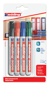 Viltstift edding 3000 rond 1.5-3mm blist4 assorti