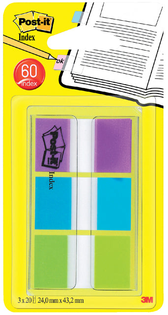 Indextabs Post-it 680 24mmx43.2mm helder assorti