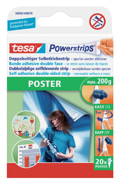 Kleefstrips tesa Powerstrips poster 20st blister