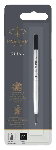 Rollerpenvulling Parker Quink M blister zwart