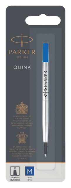 Rollerpenvulling Parker Quink M blister blauw