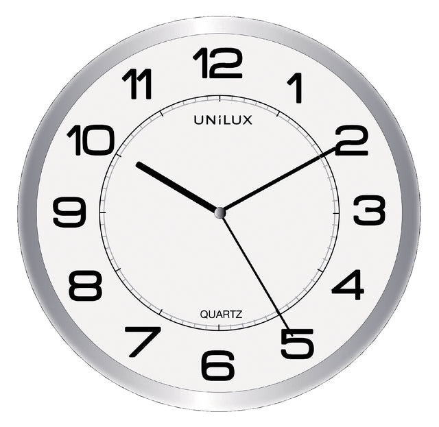 Wandklok Unilux Attraction dia 22cm lichtgrijs/wit