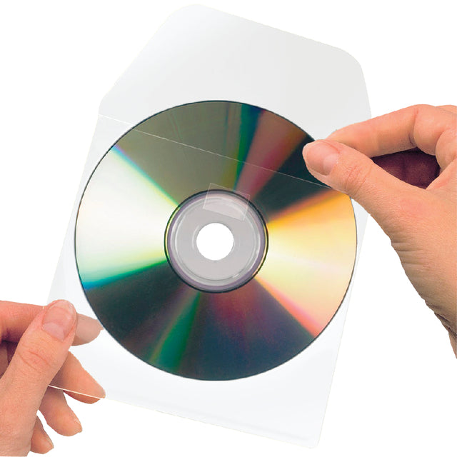 Cd/dvd hoes Djois 127x127mm klep zelfkl tr 10st