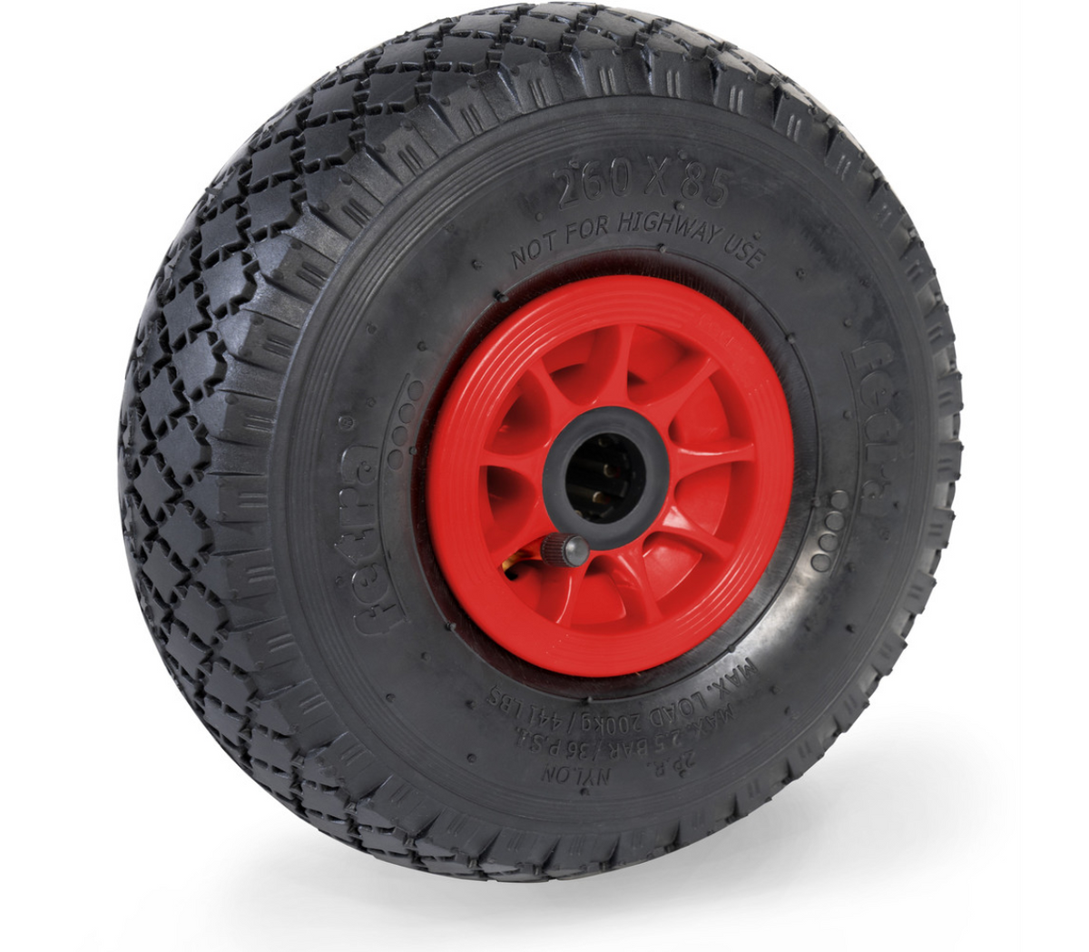 Luchtband 260 x 85 mm "fetra" - Kunststof velg rood, NL 75, as 25