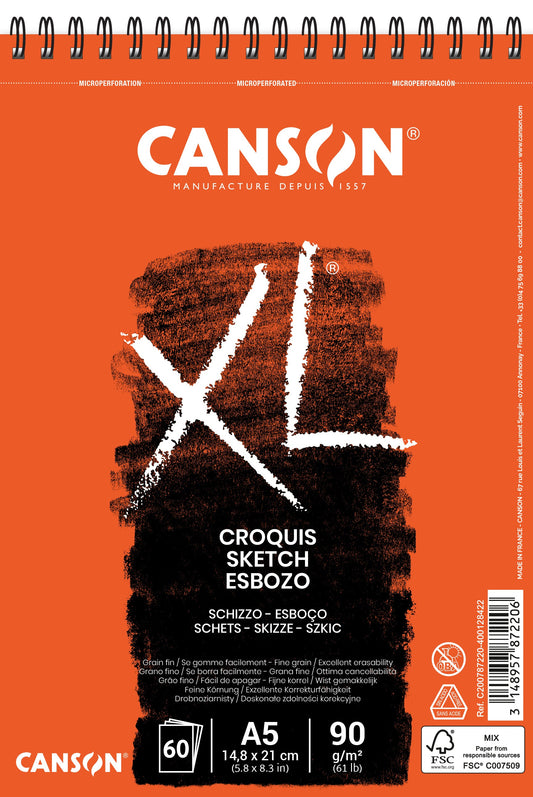 Schetspapier Canson XL Sketch 90gr A5 ivoorwit