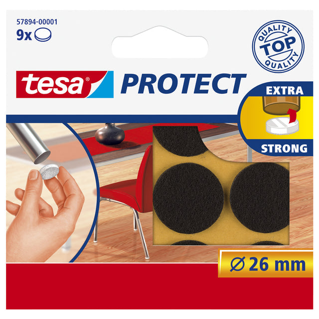 Beschermvilt tesa anti-kras Ø26mm bruin 9st