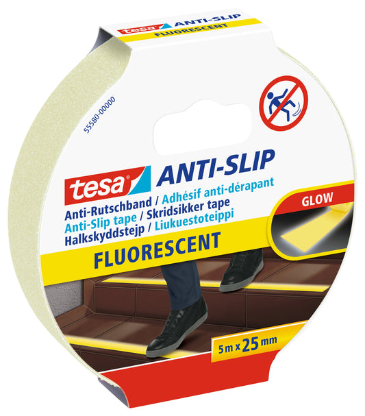 Anti-slip tape tesa 5mx25mm fluoriserend