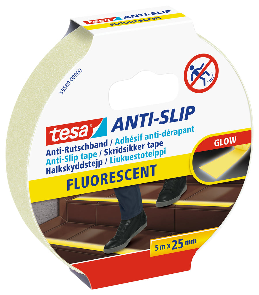 Anti-slip tape tesa 5mx25mm fluoriserend