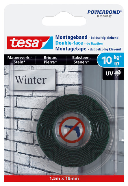 Montagetape tesa baksteen dubbelz 1.5mx19mm