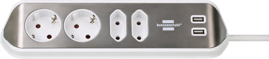 Stekkerdoos Brennenstuhl Estilo 4vdig USB 2m wit