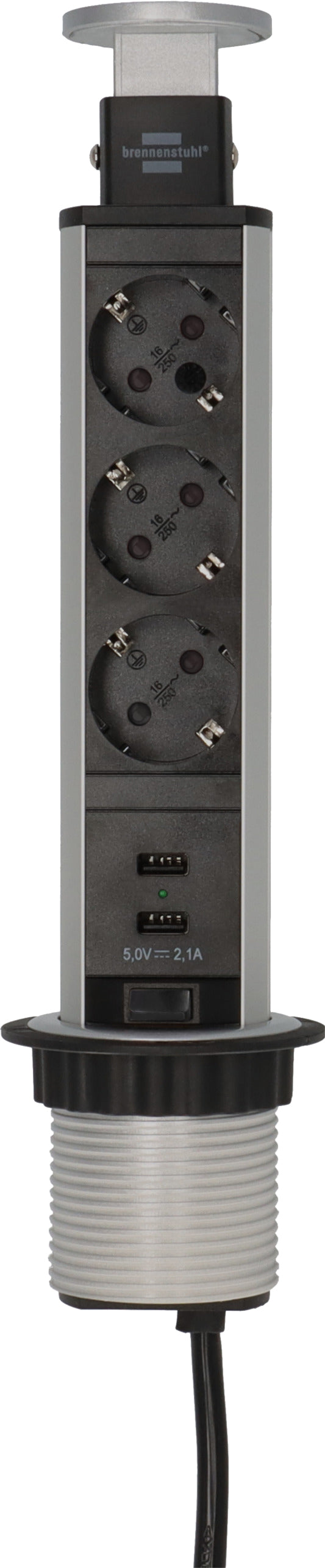 Stekkerdoos Brennenstuhl toren 3vdig USB 2m zw/zi