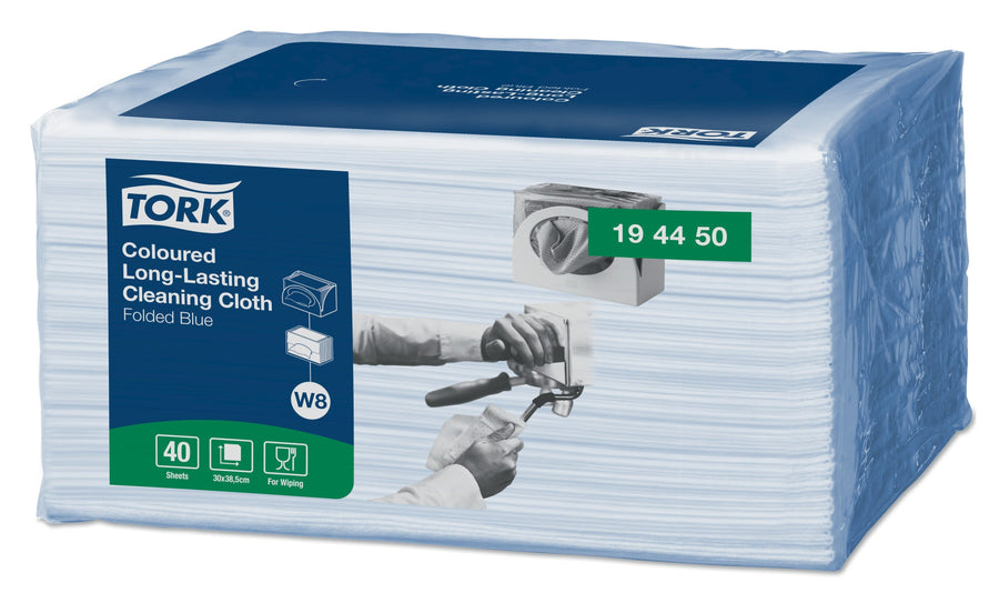 Reinigingsdoek Tork W8 Premium 1laags blauw